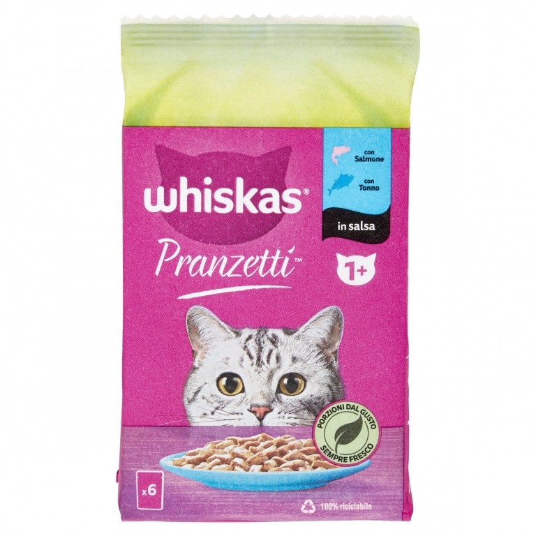 WHISKAS PRANZETTI PESCE IN SALSA 1+ 50GR.X6