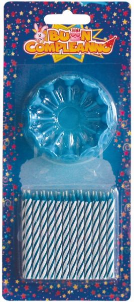 CANDELINE SPIRALE ROSA/CELESTE CON PIEDE