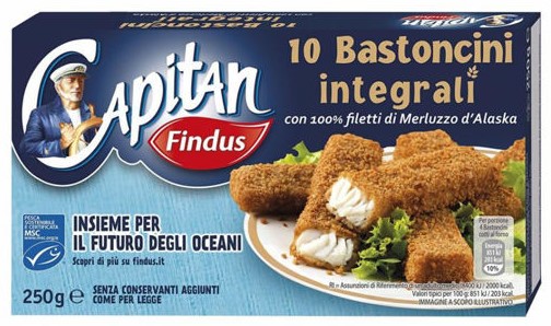 10 BASTONC.MERLUZZO INTEGRALI FINDUS G.250