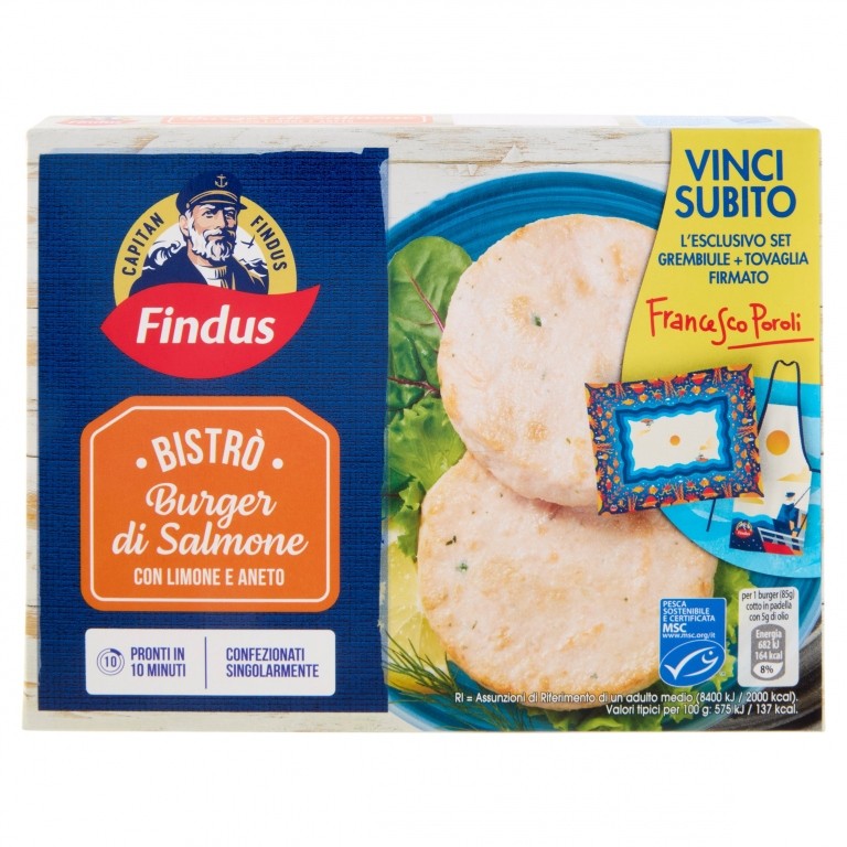 2 BURGER DI SALMONE C/ANE.LIM.FINDUS G170