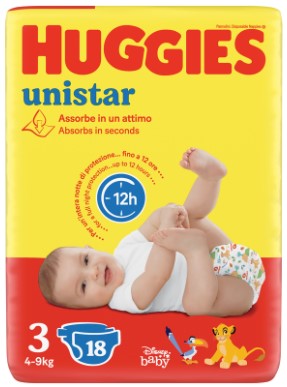 PANN.HUGGIES UNI 3 MIDI PZ.18 4-9 KG