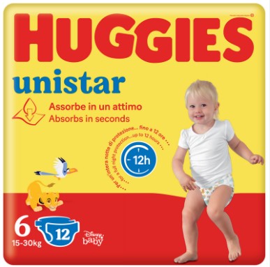 PANN.HUGGIES UNI 6 LARGE PZ.12 15/30 KG.