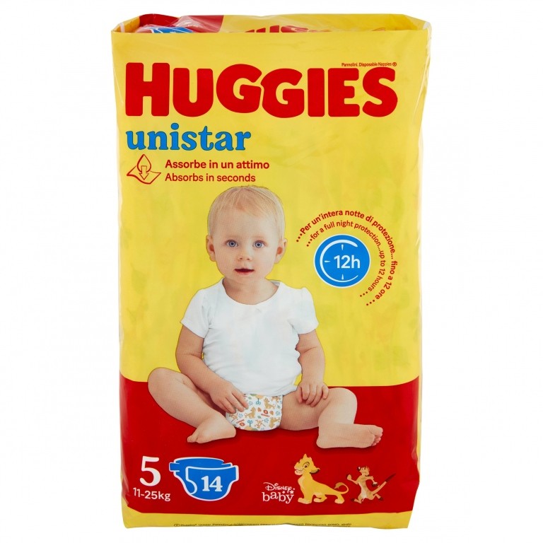 PANN.HUGGIES UNI 5 JUNIOR PZ.14 11/25 KG.