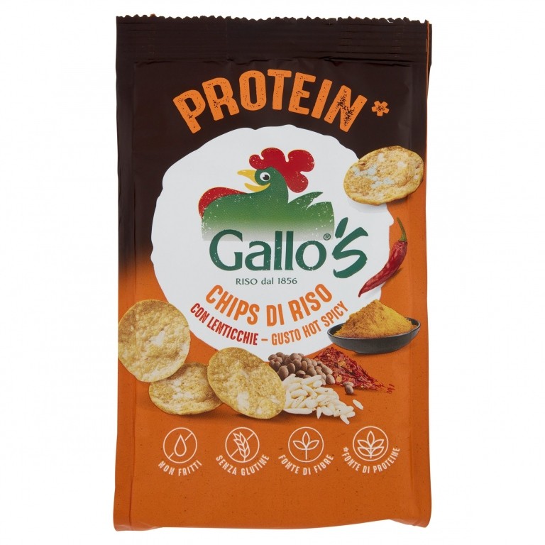 GALLO CHIPS DI RISO PROTEIN HOTSPICE GR.40 BS