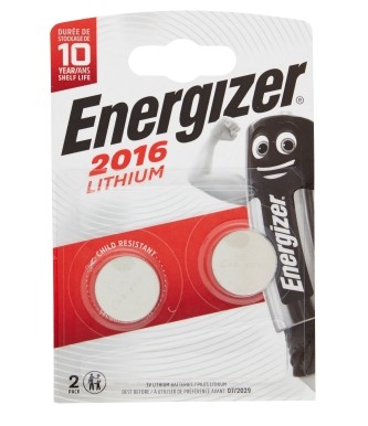 ENERGIZER BATTERIE CR2016 LITHIUM BOTTONE X2