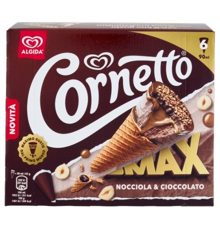 ALGIDA CORNETTO MAX NOCCIOLA X6 G390
